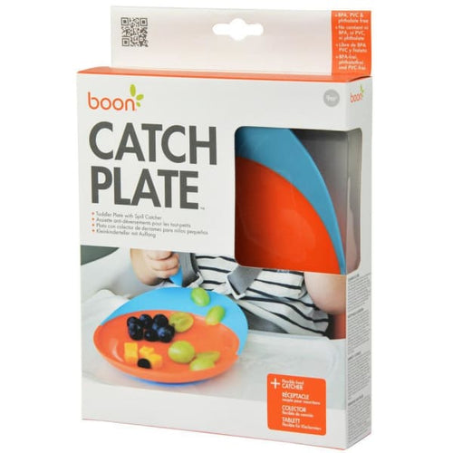 Catch Plate With Spill Catcher - Blue/Orange - Baby Feeding