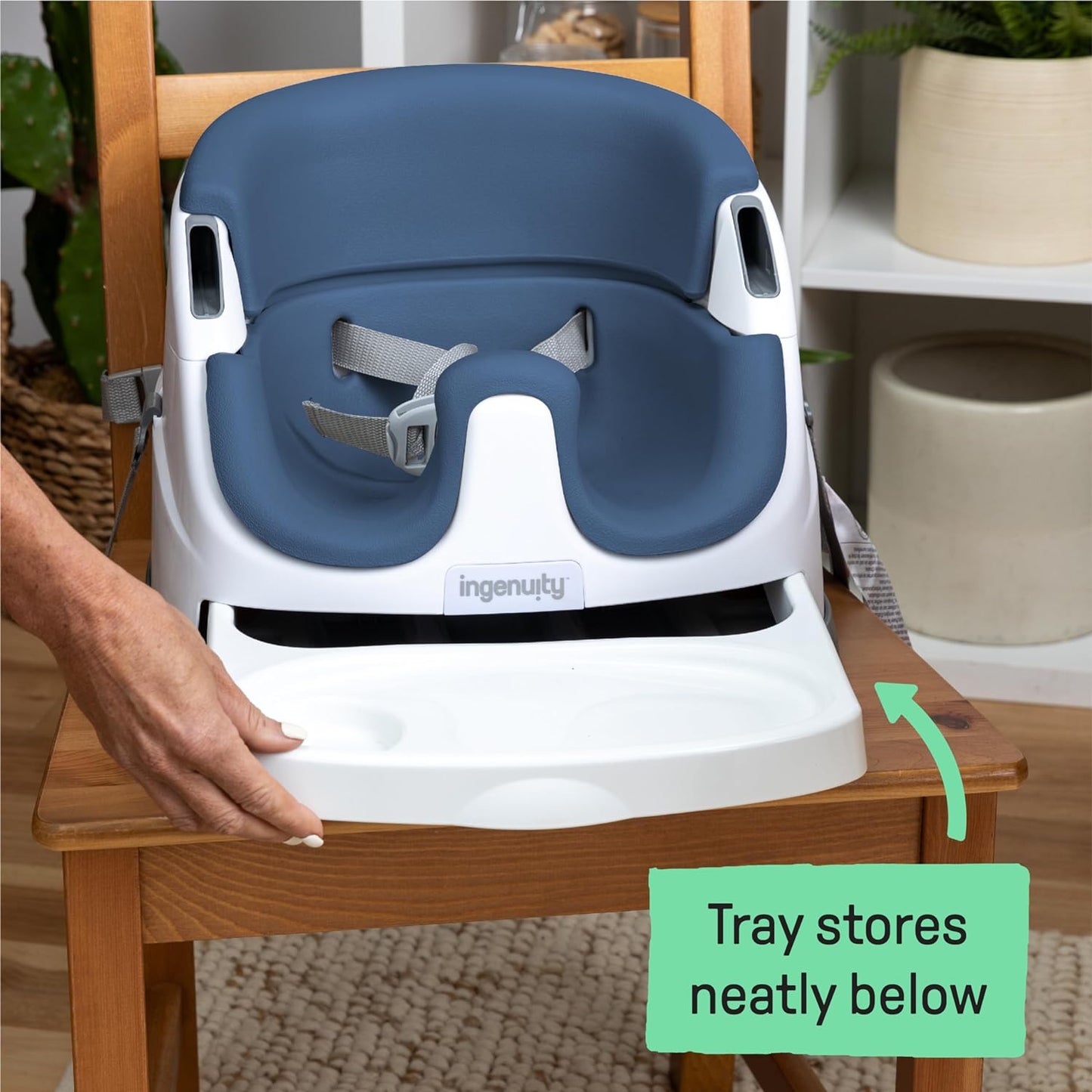 Ingenuity Baby Base 2-in-1 Booster Feeding and Floor Seat with Self-Storing Tray