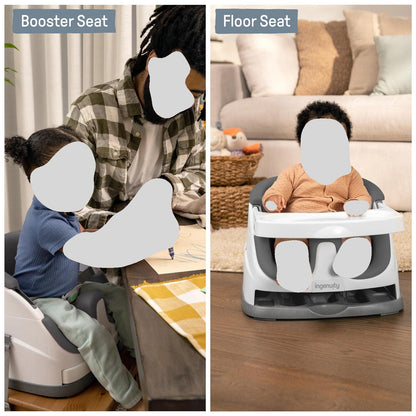 Ingenuity Baby Base 2-in-1 Booster Feeding and Floor Seat with Self-Storing Tray