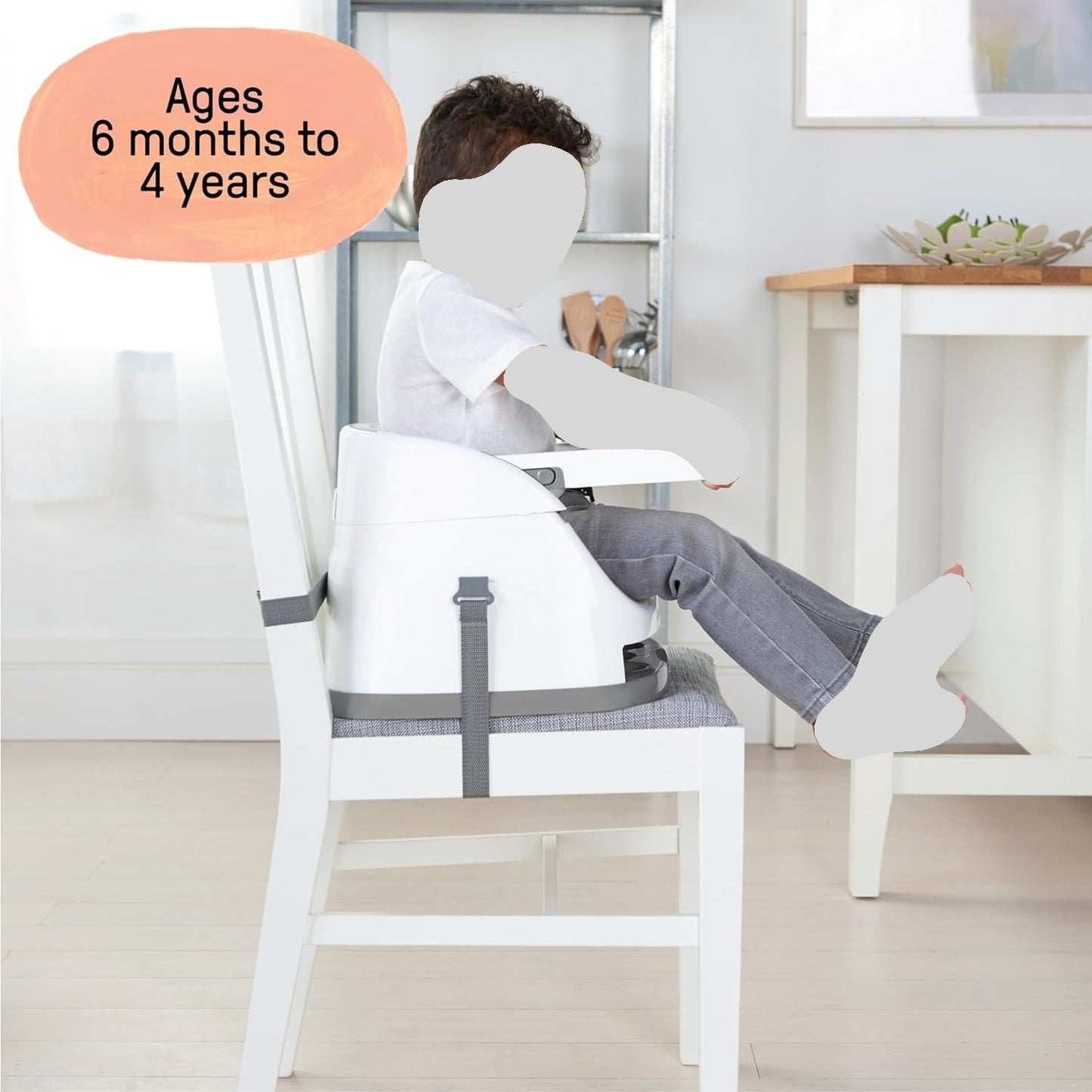 Ingenuity Baby Base 2-in-1 Booster Feeding and Floor Seat with Self-Storing Tray