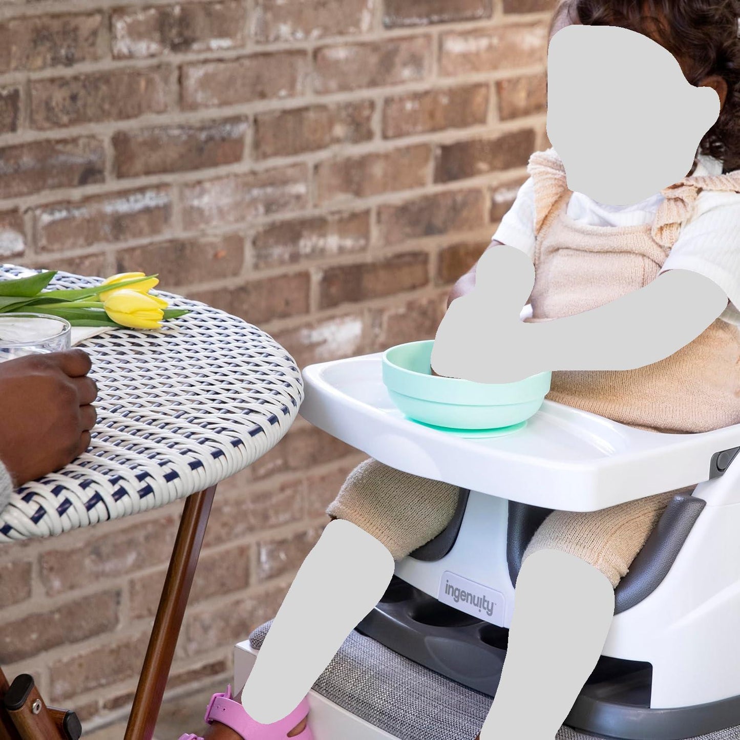 Ingenuity Baby Base 2-in-1 Booster Feeding and Floor Seat with Self-Storing Tray