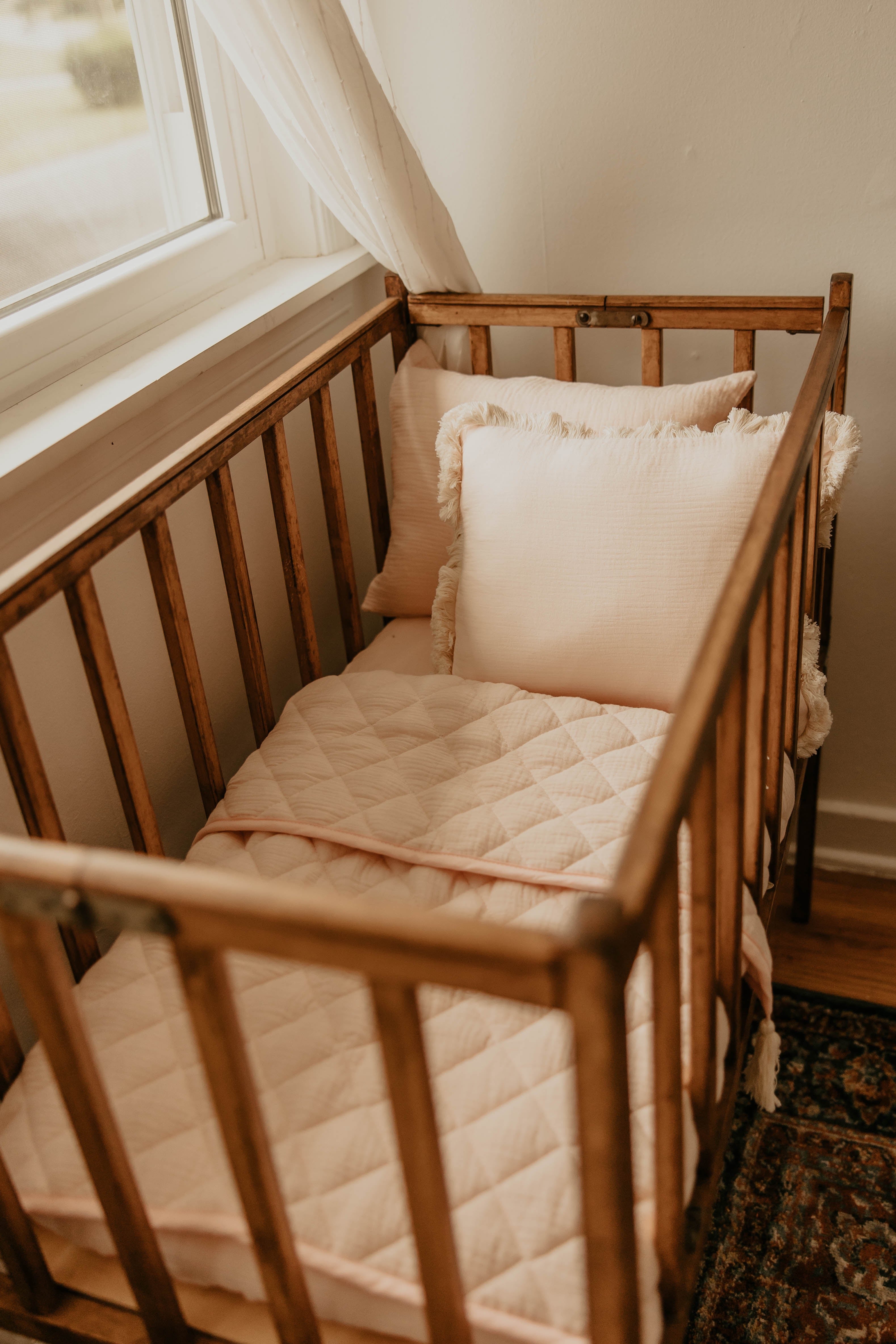 Mini Manilla Muslin 3 Piece Portable Crib Set Swaddles Baby