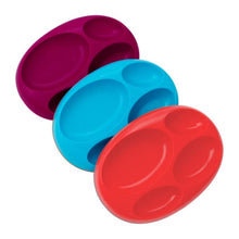 Load image into Gallery viewer, Platter Lrg Divided Edgeless Plate Asst. 3Pk - Girl Purple/Blue/Coral - Baby Feeding
