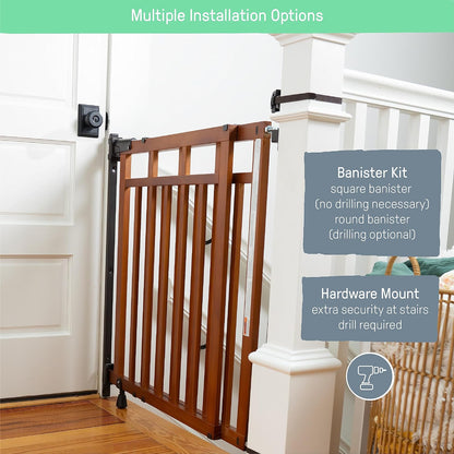 installing summer infant gate Summer Infant Wood Banister & Stair Safety Baby Gate – Swaddles Baby