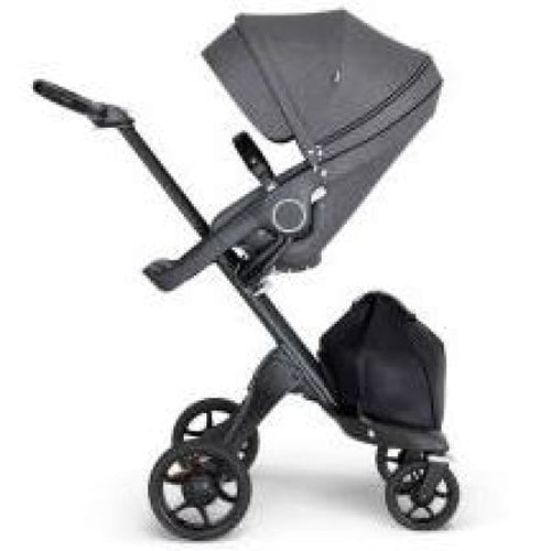 Stokke Xplory V6 Black Chassis & Stroller Seat - Black Melange and Black Handle - Convertible Stroller