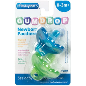 The First Years 2Pk Gumdrop Newborn Pacifier - Boy - Pacifiers