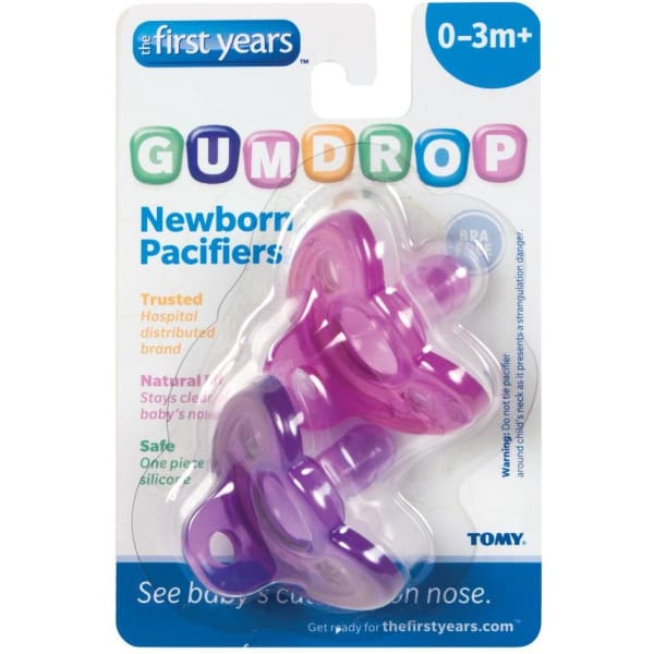 The First Years 2Pk Gumdrop Newborn Pacifier - Girl - Pacifiers