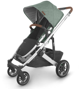 The UPPAbaby CRUZ V2 Stroller from Mega Babies features 100% full grain leather accents.